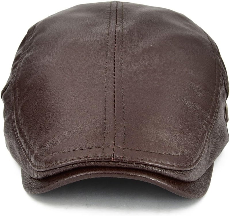 VOBOOM Men Women Adjustable Genuine Leather Ivy Cap Newsboy Hat - Image 3